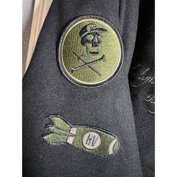 HEROES & VILLIANS Varsity Bomber Jacket NWT $140 "Standard Issue" Size L - Picture 7 of 16